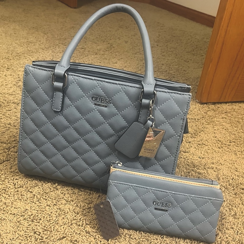 BLUE GUESS PURSE W/ WALLET